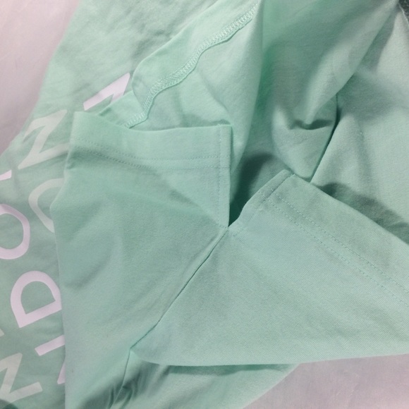 NWT Victoria's Secret Graphic Tee LONDON Teal Raw Edge Boat Neck Tee T-Shirt L - Picture 4 of 15